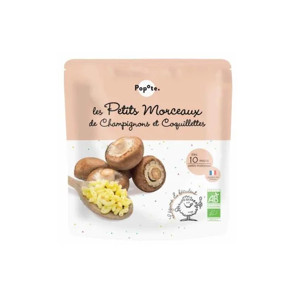 Popote Les Petits Morceaux Champignons et Coquillettes Dès 10 Mois Bio 190 g
