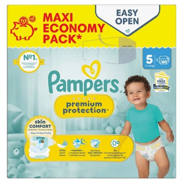 PREMIUM PROTECTION - Couches Bébé - Taille 5 - De 11 à 16kg - Maxi Pack, 80 Unités