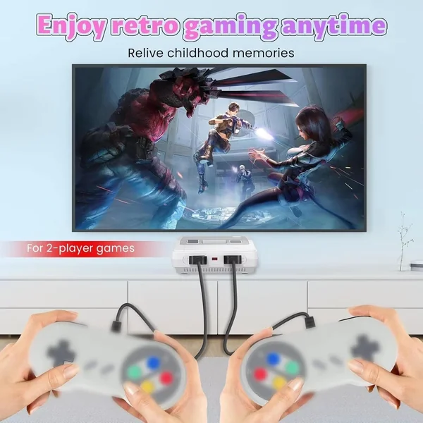 Retro Game Console 620 Built in Games AV Output Dual Controllers Plug and Play