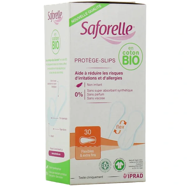 Saforelle Protège-slips flexibles et extra-fins en coton Bio