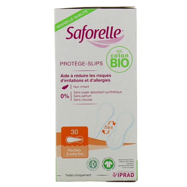Saforelle Protège-slips flexibles et extra-fins en coton Bio