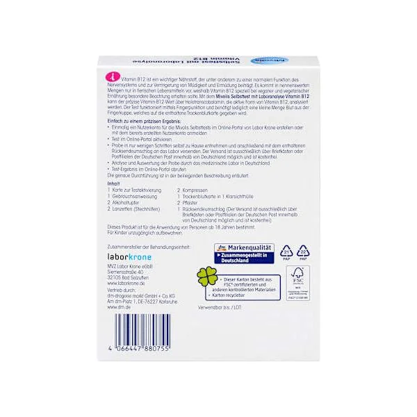 Selbsttest mit Laboranalyse Vitamin B12, 1 Anwendung, 1 St