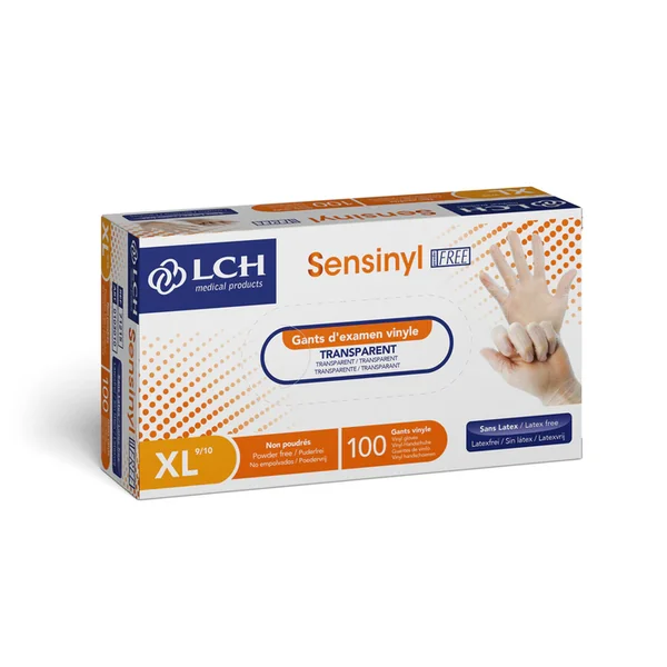 SENSINYL FREE - Gants Vinyle Non Poudrés - Transparents - Taille XL, 100 Gants