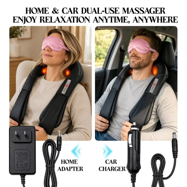 Shiatsu Back Neck and Shoulder Massager with Heat Deep Tissue 3D Kneading Pillow