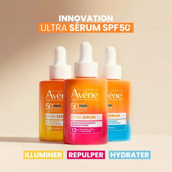 SOLAIRE - Ultra Sérum Hydrate Durablement SPF50+ - Visage - Tous Types de Peaux, 30ml