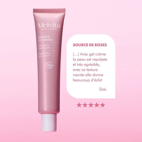 SOURCE DE ROSES - Gel-Crème Hydra-Glow Bio - Visage - Tous Types de Peaux, 40ml