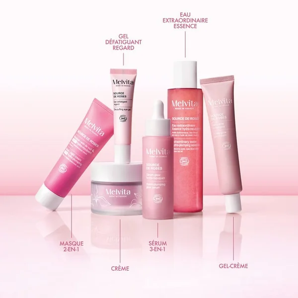 SOURCE DE ROSES - Gel-Crème Hydra-Glow Bio - Visage - Tous Types de Peaux, 40ml