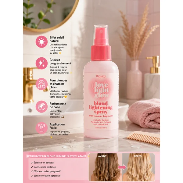 Spray éclaircissant effet soleil 100% ULTRA BLOND 150ml cheveux senteur coconut