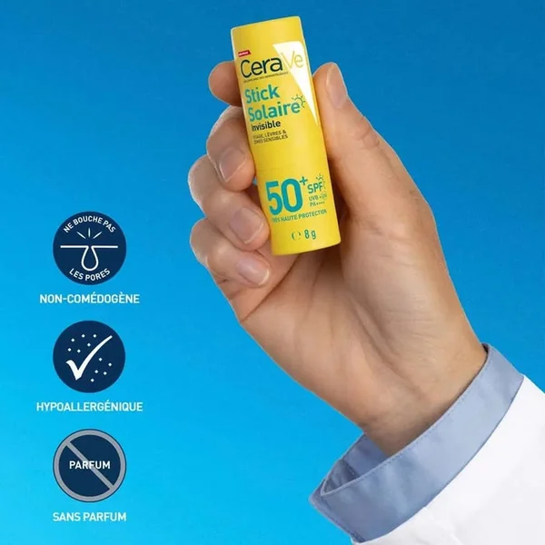Stick Solaire Invisible SPF50+ - Visage, Lèvres et Zones Sensibles - Peaux Sensibles, 8g