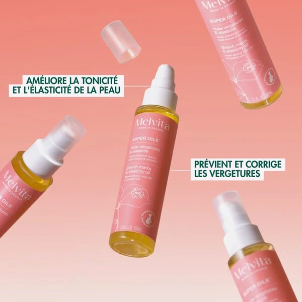 SUPER OILS - Huile Vergetures et Elasticité Bio - Corps - Tous Types de Peaux, 100ml