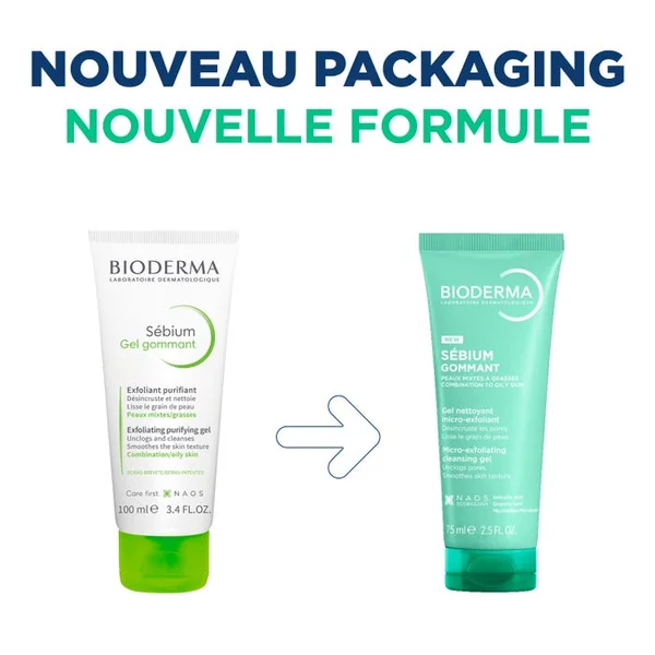 SÉBIUM GOMMANT - Gel Nettoyant Micro-Exfoliant - Visage - Peaux Mixtes à Grasses, 75ml