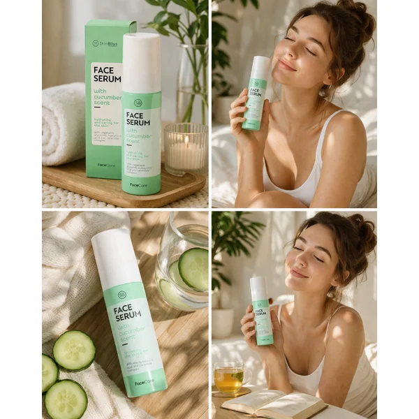 Sérum Hydratant Visage Concombre 100 ml, Acide Hyaluronique & Céramides Anti-âge