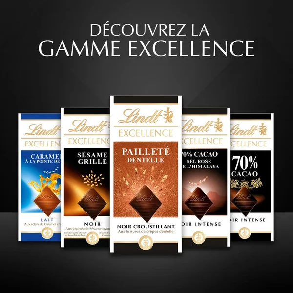 Tablette de Chocolat noir croustillant dentelle pailleté LINDT de 100g