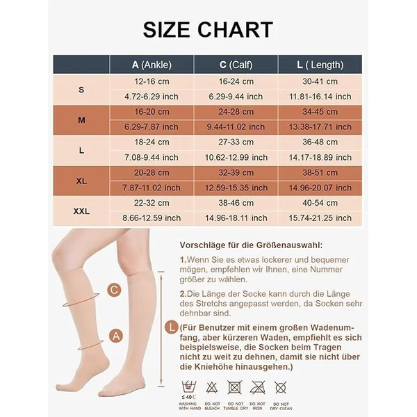 Taille S Chaussettes de Compression Contention contre les Varices fatigue jambes