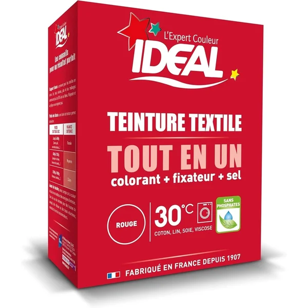Teinture Textile Ideale Rouge 350 g - Restaurez la Couleur de Vos Tissus