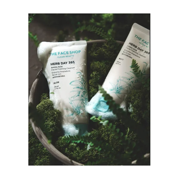 THE FACE SHOP Herb Day 365 Amino Acid Facial Foaming Cleanser 170ml #Aloe