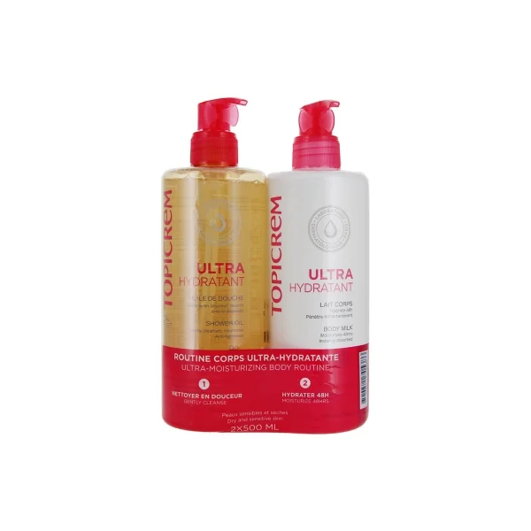 Topicrem Ultra-Hydratant Huile de Douche 500 ml + Lait Corps 500 ml