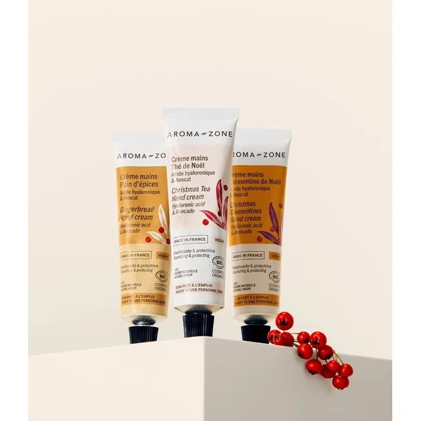 Trio Crèmes Mains Noël Thé, Pain d’épices & Clémentine 100% BIO & Naturel cadeau