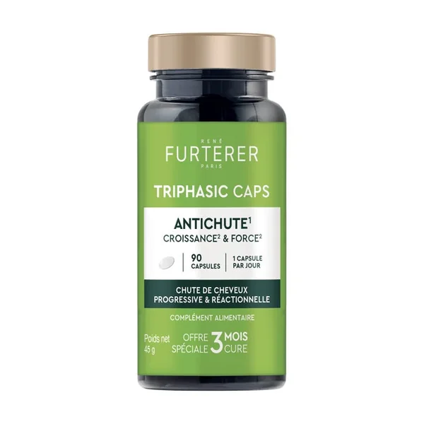 TRIPHASIC CAPS - Traitement Anti-Chute - Chute de Cheveux Progressive et Réactionnelle, 90 Capsules