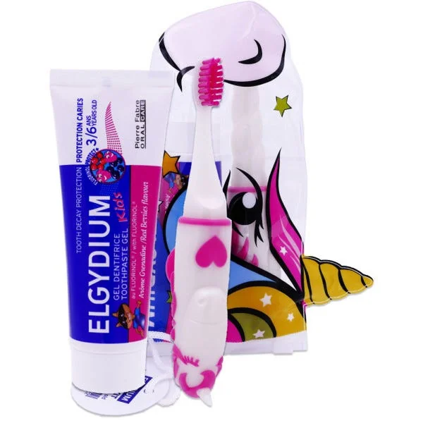 TROUSSE - LICORNE - Gel Dentifrice Protection Caries Grenadine 3-6 ans 50ml + Brosse à Dents