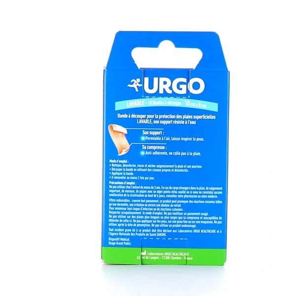 Urgo Lavable Bande Résistante à L'eau 10 Bandes 10 cm x 6 cm