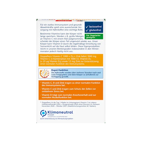 Vitamin C 1000 + D3 + Zink Depot Tabletten 30 St, 42,9 g