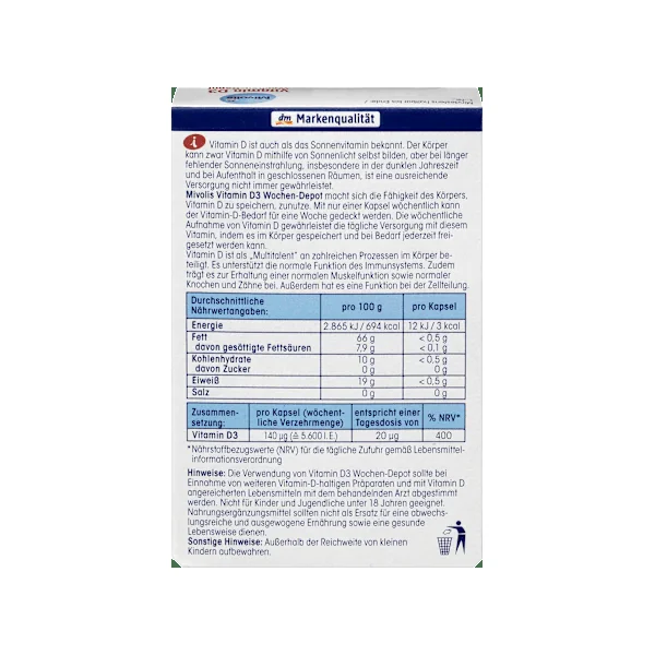 Vitamin D3 5600 I.E. Wochen-Depot Weichkapseln 12 St., 5 g