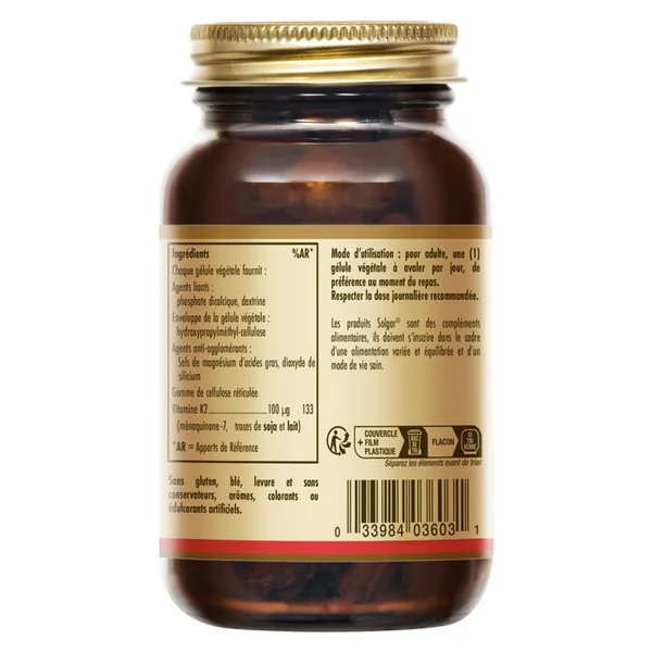 Vitamine K2 - MK-7 Extrait de Natto 100 µg, 5 Gélules Végétales