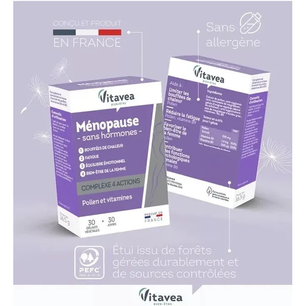 Vitavea Ménopause complexe 4 actions 30 jours - femme complément alimentaire