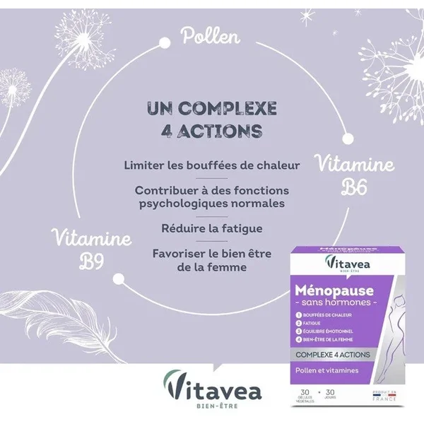 Vitavea Ménopause complexe 4 actions 30 jours - femme complément alimentaire