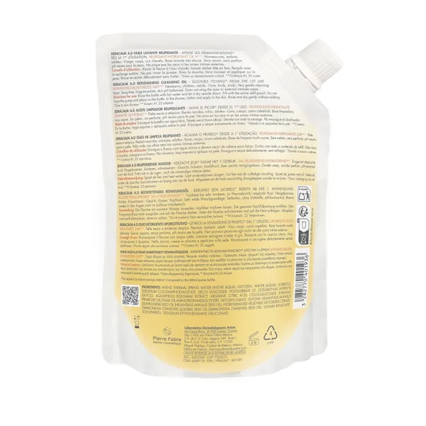 XERACALM AD - Eco-Recharge Huile Lavante Relipidante - Visage, Corps et Cheveux - Peaux Sèches à Atopiques, 400ml